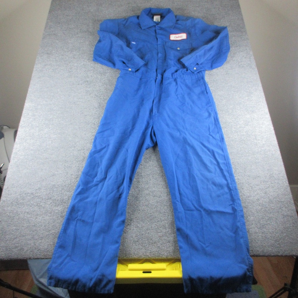 Workrite FR Coveralls Mens 50R Blue Twill Flame Resistant Mechanic Workwear USA